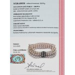 Three-row Akoya sea pearl bracelet with rare white diamonds totaling 0.11 ct—certified