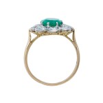 Gold ring with a natural 1.55 ct emerald and 1.90 ct diamonds—rare white, certified