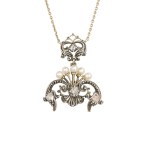 Antique necklace with natural diamonds and pearls