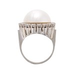 Gold ring with a Mabé pearl and 1.08 ct of diamonds - certified