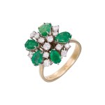 1.68 ct emerald ring with 0.72 ct diamonds - certified