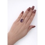 Yellow gold ring with a natural amethyst weighing 11.30 ct and diamonds weighing 0.27 ct—certified