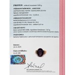 Yellow gold ring with a natural amethyst weighing 11.30 ct and diamonds weighing 0.27 ct—certified