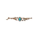 Gold bracelet with 1.70 ct of diamonds and natural turquoise, fox hallmark, precision goldsmithing