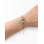 Gold bracelet with 1.70 ct of diamonds and natural turquoise, fox hallmark, precision goldsmithing