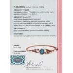 Gold bracelet with 1.70 ct of diamonds and natural turquoise, fox hallmark, precision goldsmithing