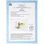 Ring aus Gelbgold mit einem markanten Spinell