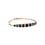 Gold bracelet with 0.38 ct of diamonds and 3.45 ct of natural sapphires—rare white, certified