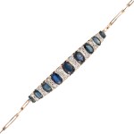 Gold bracelet with 0.38 ct of diamonds and 3.45 ct of natural sapphires—rare white, certified