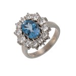 Gold ring with a 2.10 ct beryl and 1.56 ct natural diamonds (rare white)
