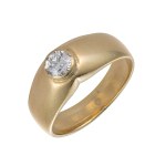 Gold ring with a diamond, Old Europe cut, in yellow gold