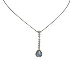 Gold necklace with rare white natural diamonds (0.52 ct) and a sapphire (5.50 ct) — certified