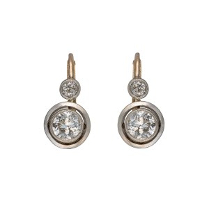Zlaté náušnice s přírodními diamanty (1,60 ct) Art Deco