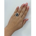 White gold onyx ring with a 4.68 ct natural onyx and 0.58 ct diamonds