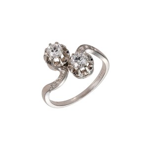 Platinum ring with 0.98 ct diamonds - certified
