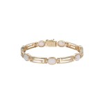 Gold bracelet with synthetic opals