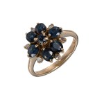 Gold ring with a 1.93 ct natural sapphire and natural diamonds