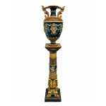 A Pair of Vases on Pedestals