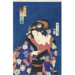 Toyohara Kunichika (1835-1900), Aktor Iwai Shiwaka jako Okumi, wyd. Gusokuya Kahei, Japonia, 1870 r.
