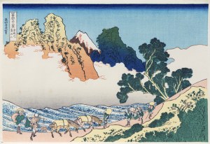 Katsushika Hokusai (1760-1849), Fuji widziana z rzeki Minobu, z serii: Trzydzieści sześć widoków góry Fuji, wyd. Bijutsusha, pod nadzorem Muzeum Narodowego w Tokio, Japonia, okres Showa po 1960 r.