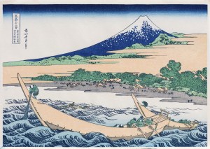 Katsushika Hokusai (1760-1849), Zatoka Tago w pobliżu Ejiri na Tokaido, z serii: Trzydzieści sześć widoków góry Fuji, wyd. Bijutsusha, pod nadzorem Muzeum Narodowego w Tokio, Japonia, okres Showa po 1960 r.