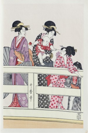 Kitagawa Utamaro (1753-1806), Na moście Ryōgoku, cz.2, wyd. Yamada Shoin, Tokio/Japonia, okres Showa, 1969 r.