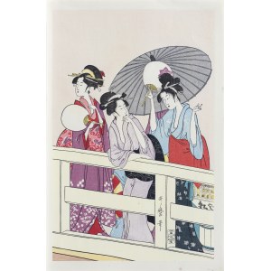 Kitagawa Utamaro (1753–1806), On the Ryōgoku Bridge, Part 3, published by Yamada Shoin, Tokyo, Japan, Showa period, 1969
