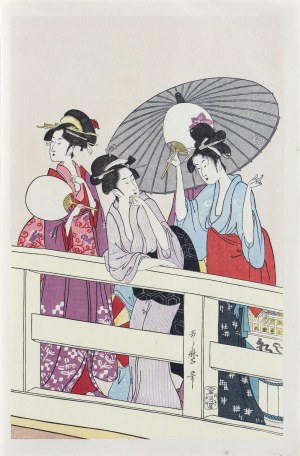 Kitagawa Utamaro (1753-1806), Na moście Ryōgoku, cz.3, wyd. Yamada Shoin, Tokio/Japonia, okres Showa, 1969 r.