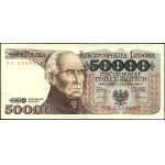Poland. 1989 50000 Zlotych Prefix AB