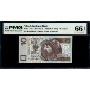 Poland. 1994 10 Zlotych Prefix KG