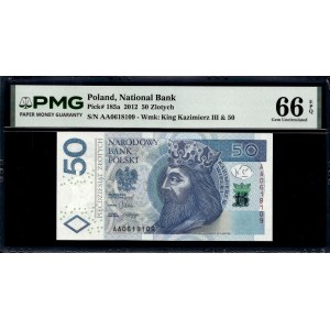 Poland. 2012 50 Zlotych Prefix AA