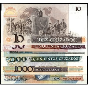 Brazil. 1988 - 10 50 100 500 1000 5000 Cruzados - 6 Piece Set - Prefix AA