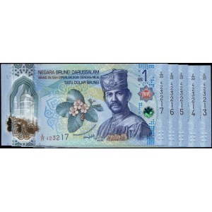 Brunei. 2026 1 Dollar Polymer - 5 Consecutive Pieces