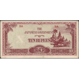Myanmar. 10 Rupees 1942 Japanese Govt Prefix BA
