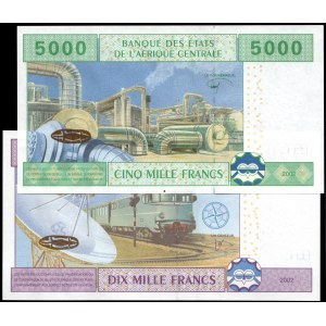 Cameroun. 2002 5000 Francs & Congo 2002 - 10000 Francs - Bank of Central African States