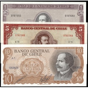 Chile. 1967-76 1 5 10 Escudos - 3 Pieces