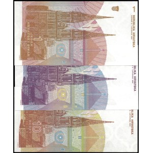 Croatia. 1991 - 1 5 10 Dinara - 3 Piece Set
