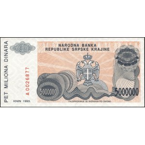 Croatia. 1993 5000000 Dinara