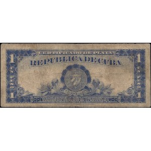 Cuba. 1938 1 Peso - Silver Certificate - Certificado de Plata