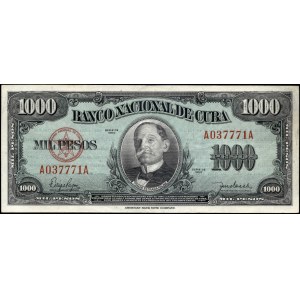Cuba. 1950 1000 Pesos Prefix AA - Highest Denomination
