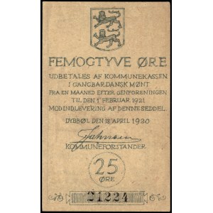 Denmark. 1920 Dybbøl 25 Ore