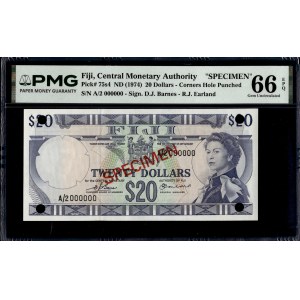 Fiji. 1974 20 Dollars - Specimen