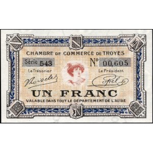 France. 1916 1 Franc troyes Low S/N 605