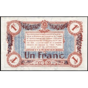 France. 1916 1 Franc troyes Low S/N 605