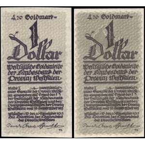 Germany. 1923 Münster 4,20 Goldmark 1 Dollar - Uniface & Error Off Center Reverse Print