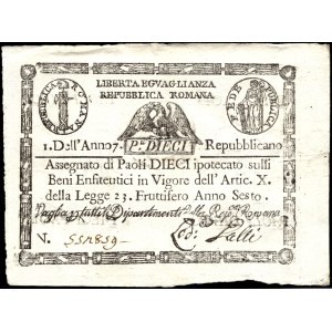 Italy. 1798 10 Paoli - Roman Republic