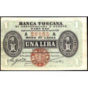 Italy. 1870 1 Lire - Banca Toscana