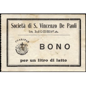 Italy. 1945 Food Voucher - Società di S. Vincenzo De' Paoli Modena