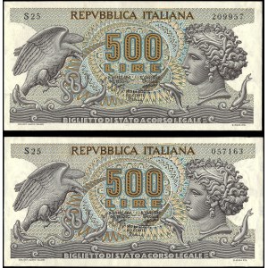 Italy. 1970 500 Lire - 2 Pieces
