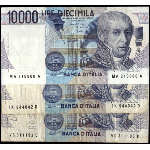 Italy. 1984 10000 Lire - 3 Pieces